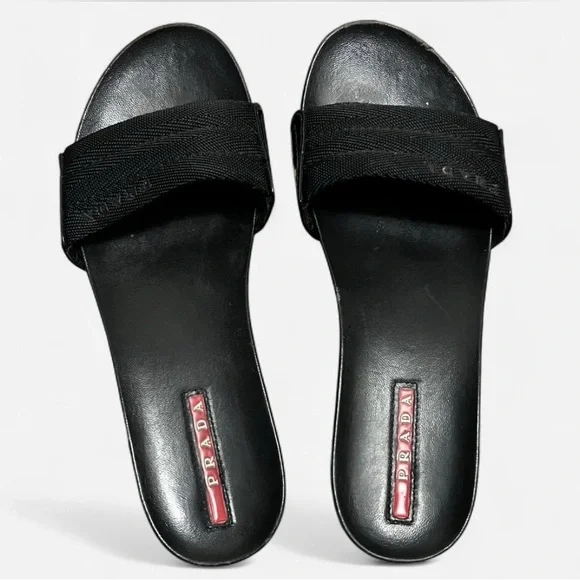Prada Black Slide Sandals - Picture 1 of 4